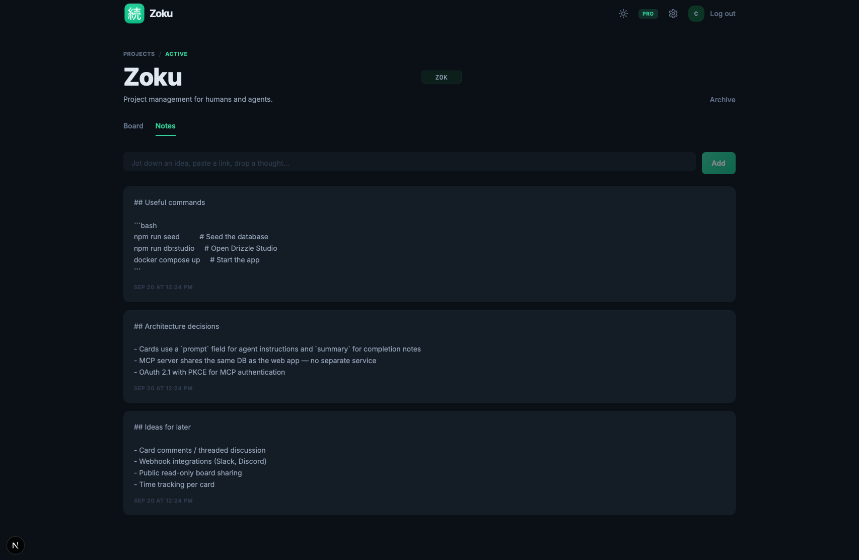 Scratchpad for ideas and commands